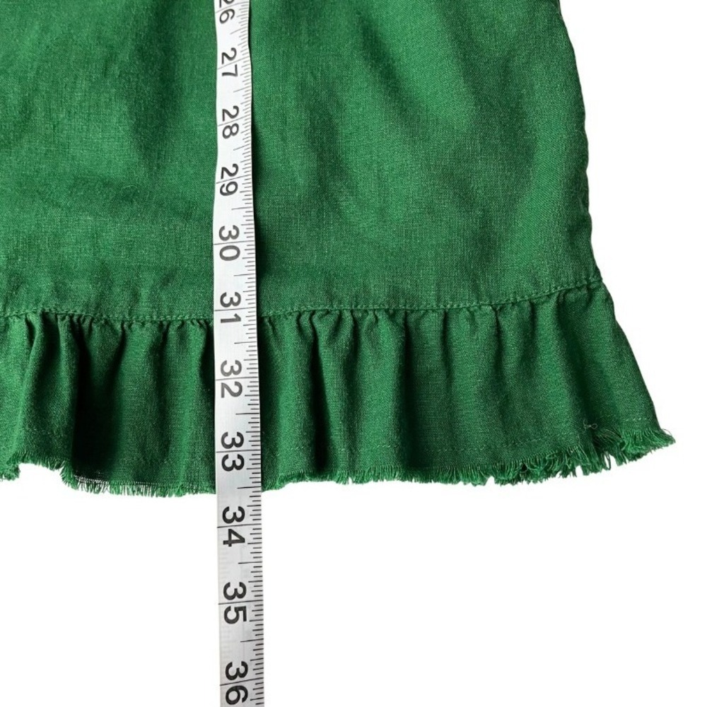 Aerie Womens Forest Green Linen Blend Ruffle Babydoll Mini Dress Size M Pockets - Picture 11 of 11
